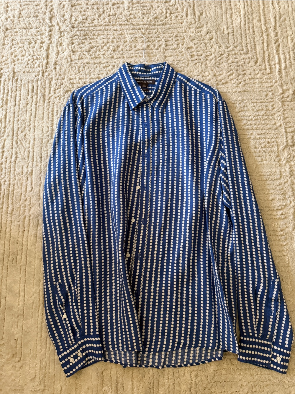 Michael Kors Blue Polka-Stripe Long-Sleeve Shirt